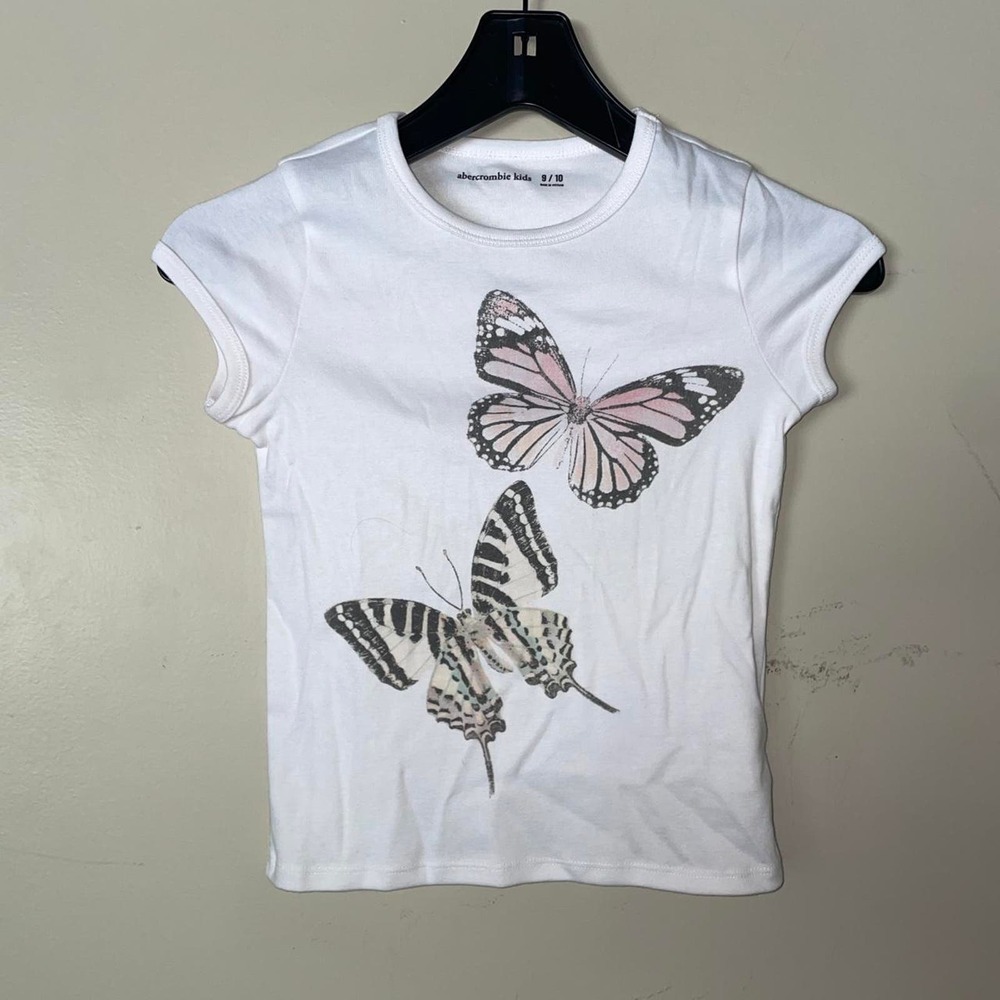 Abercrombie kids white butterfly tshirt